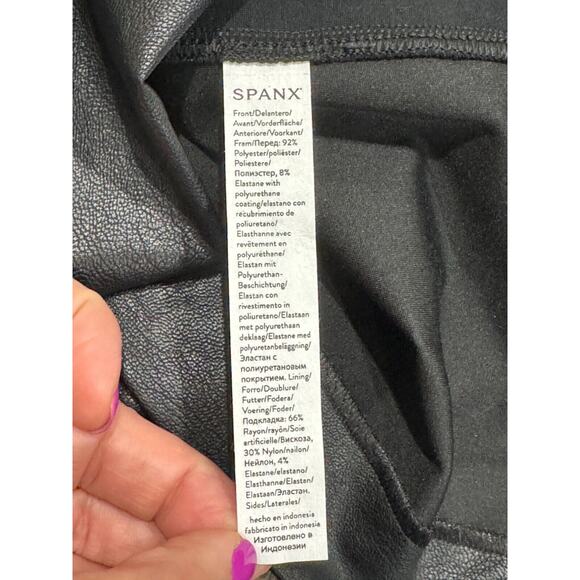 Spanx Leather-Like Combo Fitted Sheath Dress Luxe Black 20393R - Women’s M - Picture 8 of 11